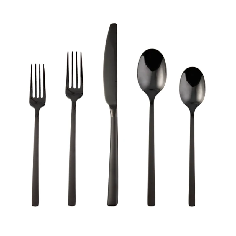 Black Mirrored Steel 20-pc. Flatware Set
