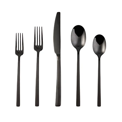 Black Mirrored Steel 20-pc. Flatware Set
