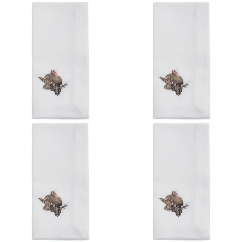 Turkey Embroidered 4-pc. Harvest Napkin Set