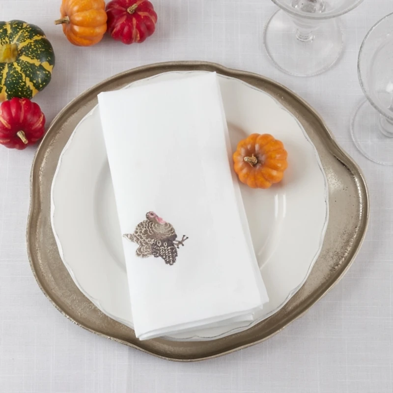 Turkey Embroidered 4-pc. Harvest Napkin Set