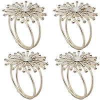 Silver Glitter Starburst 4-pc. Napkin Ring Set