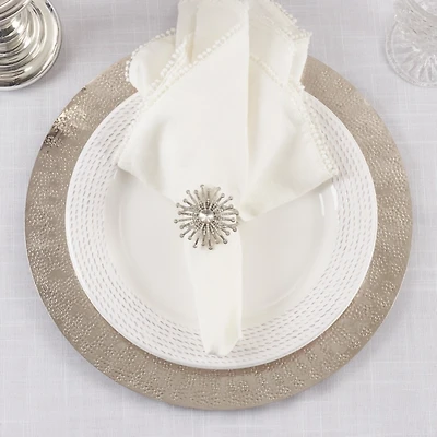 Silver Glitter Starburst 4-pc. Napkin Ring Set