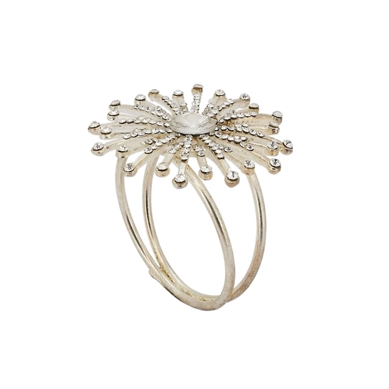 Silver Glitter Starburst 4-pc. Napkin Ring Set