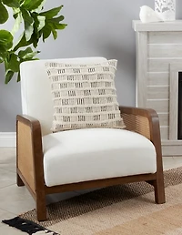 Cream Block Print Throw Pillow