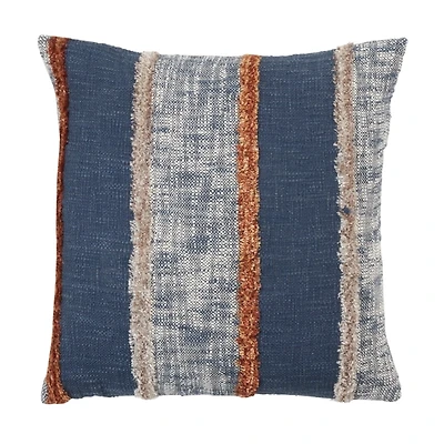 Blue and Orange Vertical Stripe Throw Pillow