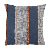 Blue and Orange Vertical Stripe Throw Pillow