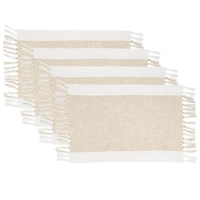 Tan Fringed Two Tone 4-pc. Placemat Set