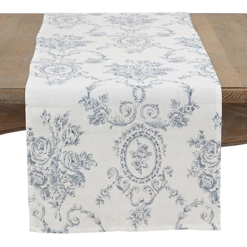Blue and White Floral Table Runner