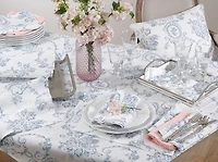 Blue and White Floral Table Runner, 90 in.
