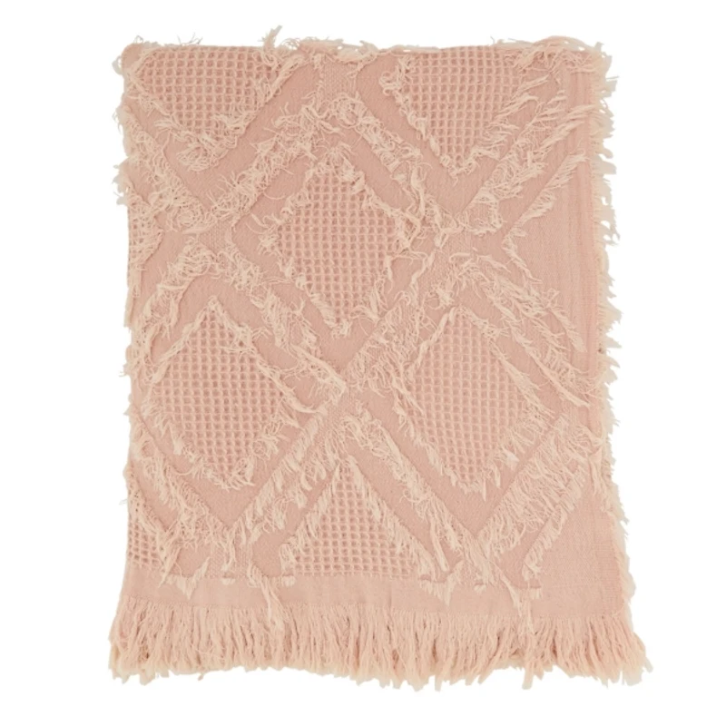 Pink Diamond Pattern Throw Blanket
