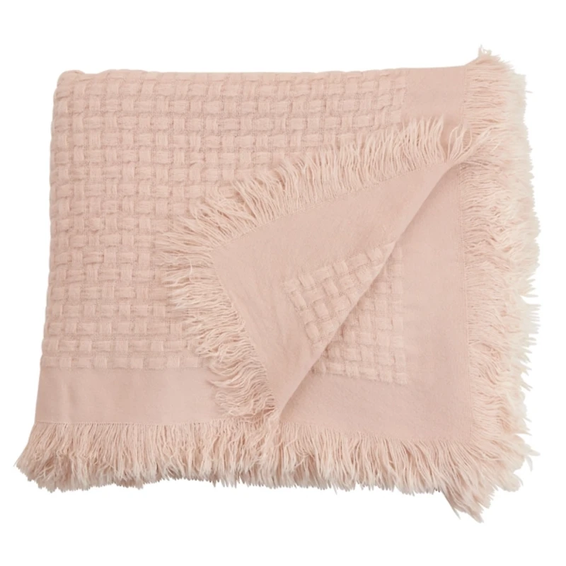 Pink Waffle Weave Throw Blanket