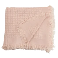Pink Waffle Weave Throw Blanket