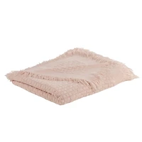Pink Waffle Weave Throw Blanket