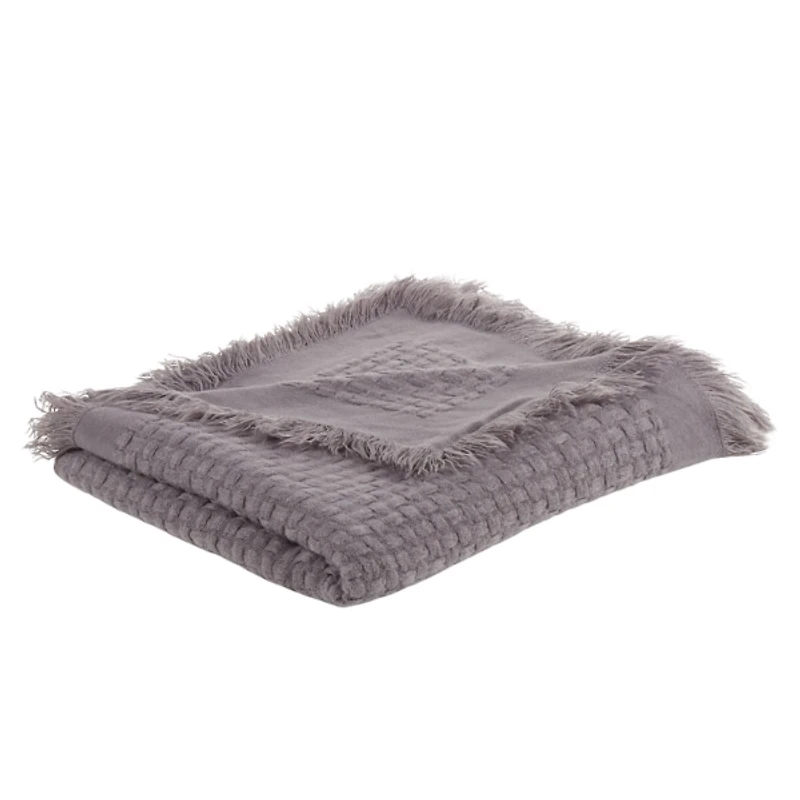 Gray Waffle Weave Throw Blanket