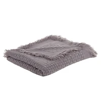 Gray Waffle Weave Throw Blanket