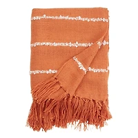 Orange White Striped Fringe Throw Blanket