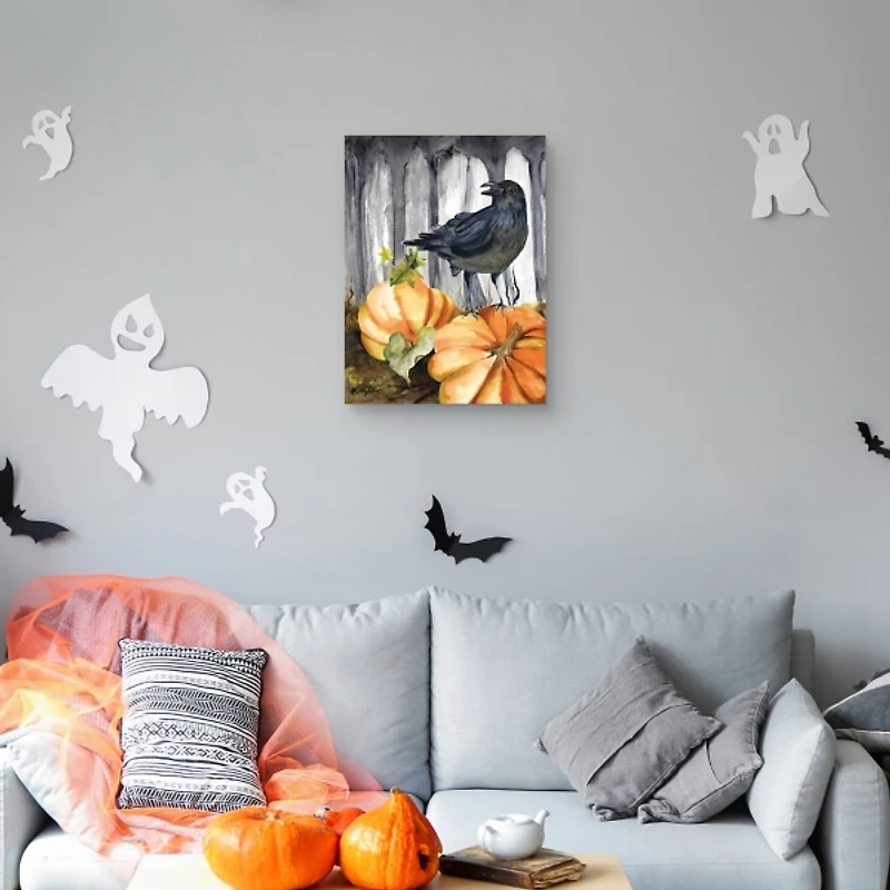 Festive Raven Pumpkins Harvest Wall Art