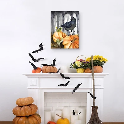 Festive Raven Pumpkins Harvest Wall Art
