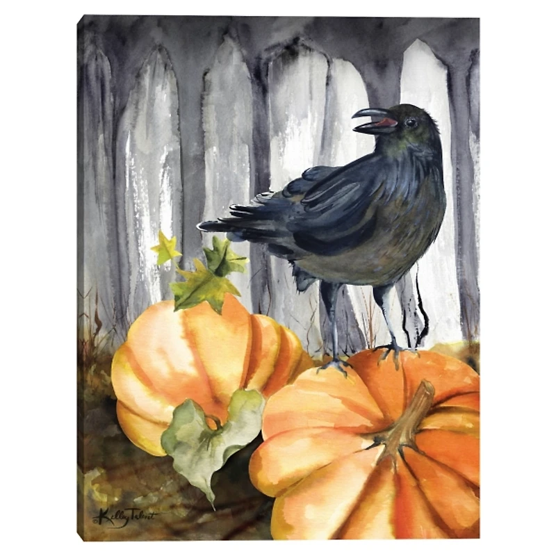 Festive Raven Pumpkins Harvest Wall Art
