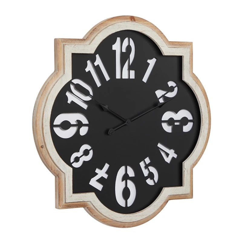 Black Metal Quatrefoil Farmhouse Wall Clock