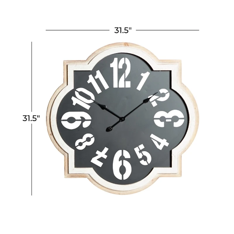 Black Metal Quatrefoil Farmhouse Wall Clock