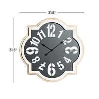 Black Metal Quatrefoil Farmhouse Wall Clock