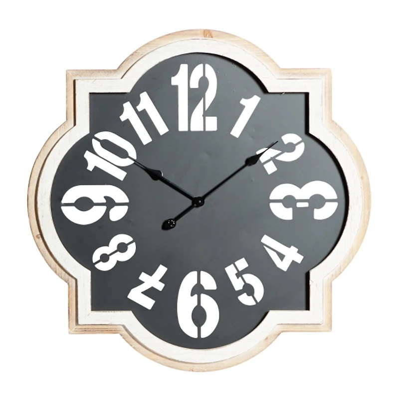 Black Metal Quatrefoil Farmhouse Wall Clock