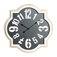 Black Metal Quatrefoil Farmhouse Wall Clock
