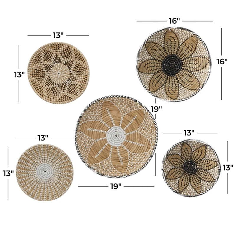 Tan Bohemian Seagrass 5-pc. Wall Plaque Set