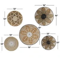 Tan Bohemian Seagrass 5-pc. Wall Plaque Set