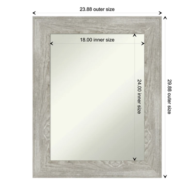 Dove Gray Washed Wood Framed Mirror