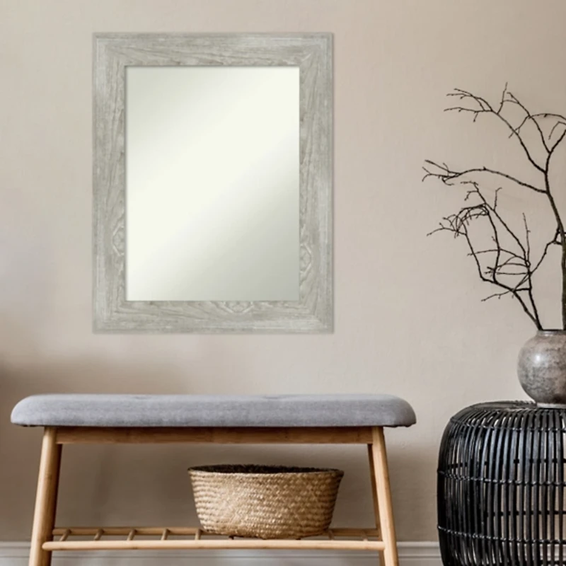 Dove Gray Washed Wood Framed Mirror