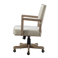 Ivory Upholstered and Natural Wood Office Chair