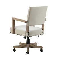 Ivory Upholstered and Natural Wood Office Chair