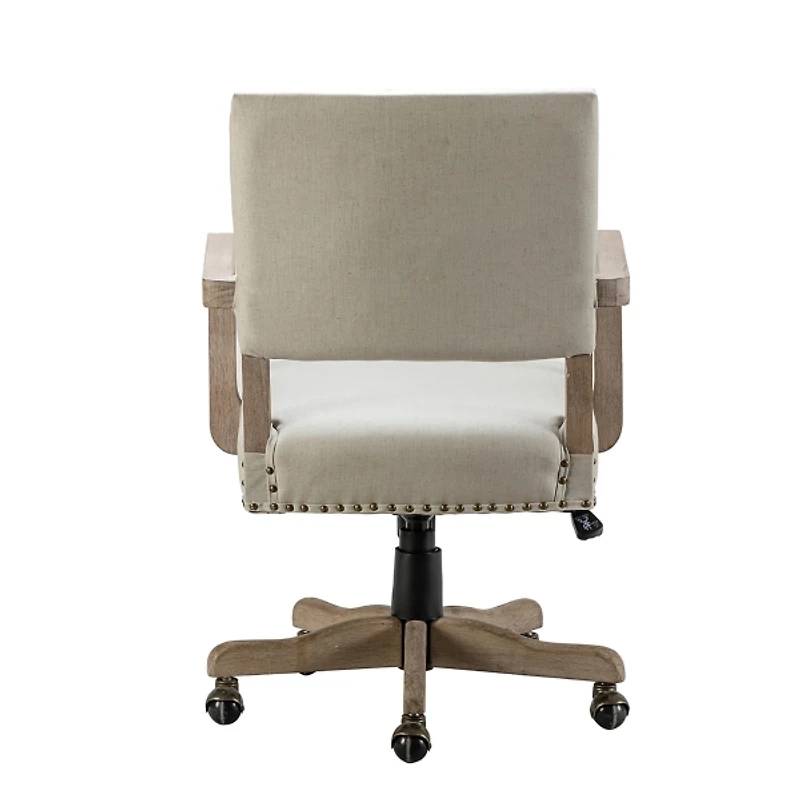 Ivory Upholstered and Natural Wood Office Chair