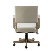 Ivory Upholstered and Natural Wood Office Chair