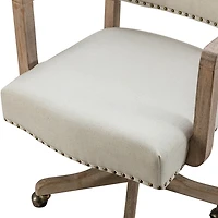 Ivory Upholstered and Natural Wood Office Chair