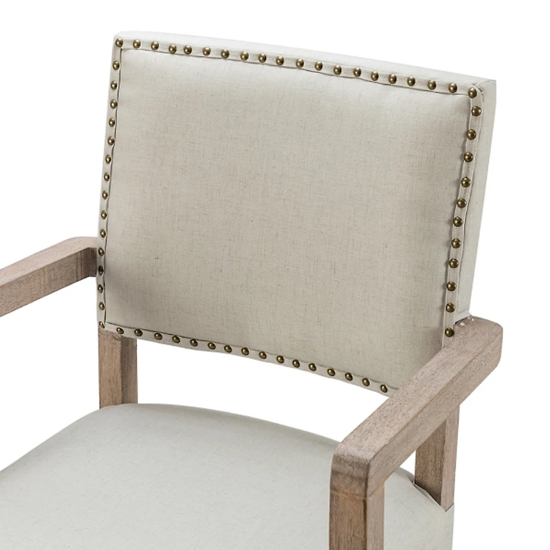 Ivory Upholstered and Natural Wood Office Chair