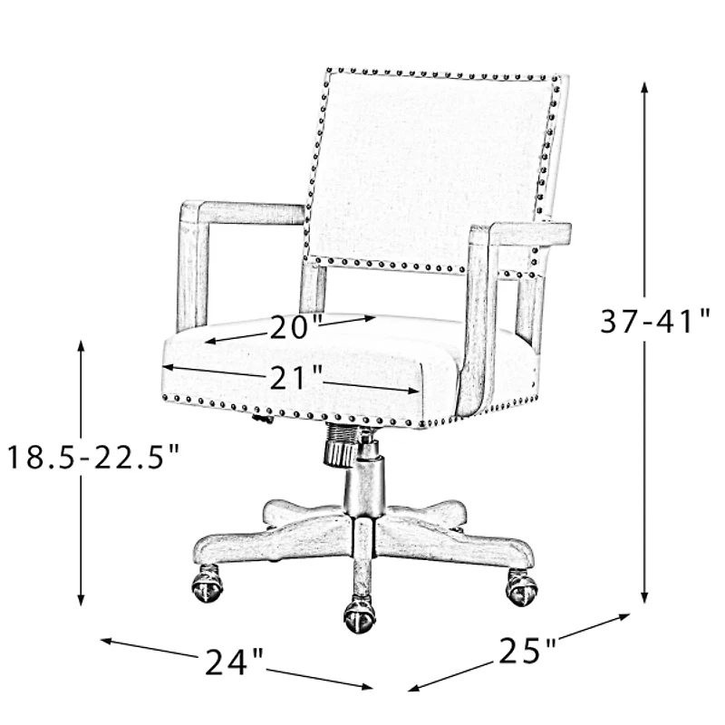 Ivory Upholstered and Natural Wood Office Chair