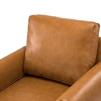 Cognac Faux Leather and Wood Accent Chair