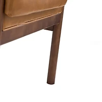 Cognac Faux Leather and Wood Accent Chair