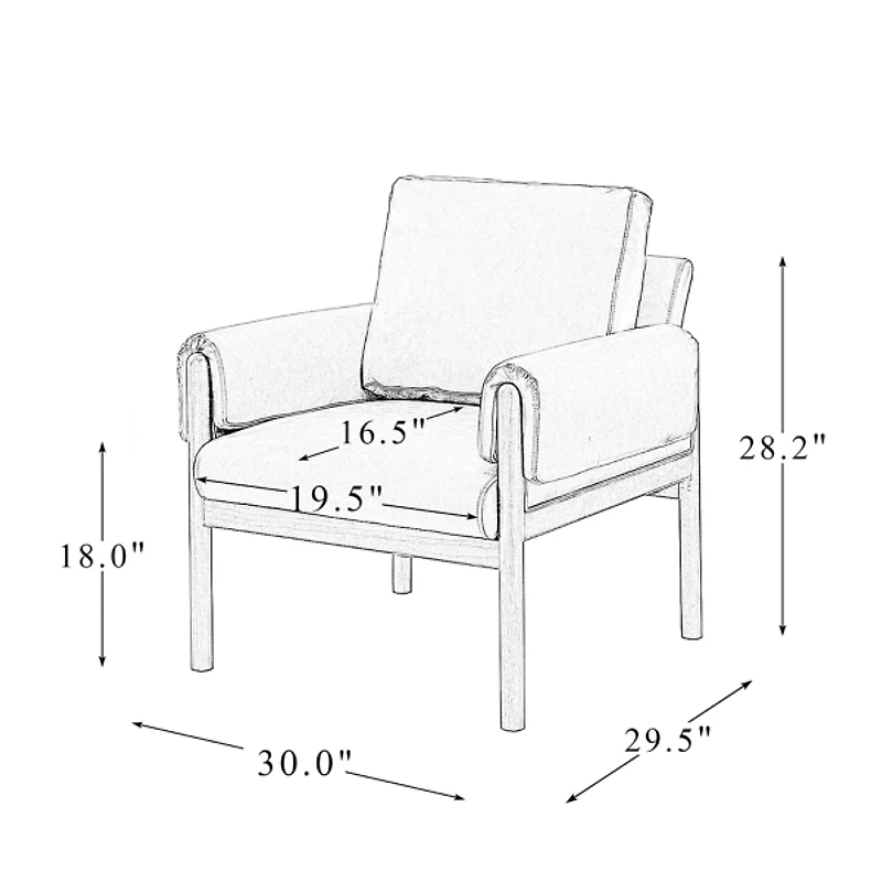 Cognac Faux Leather and Wood Accent Chair