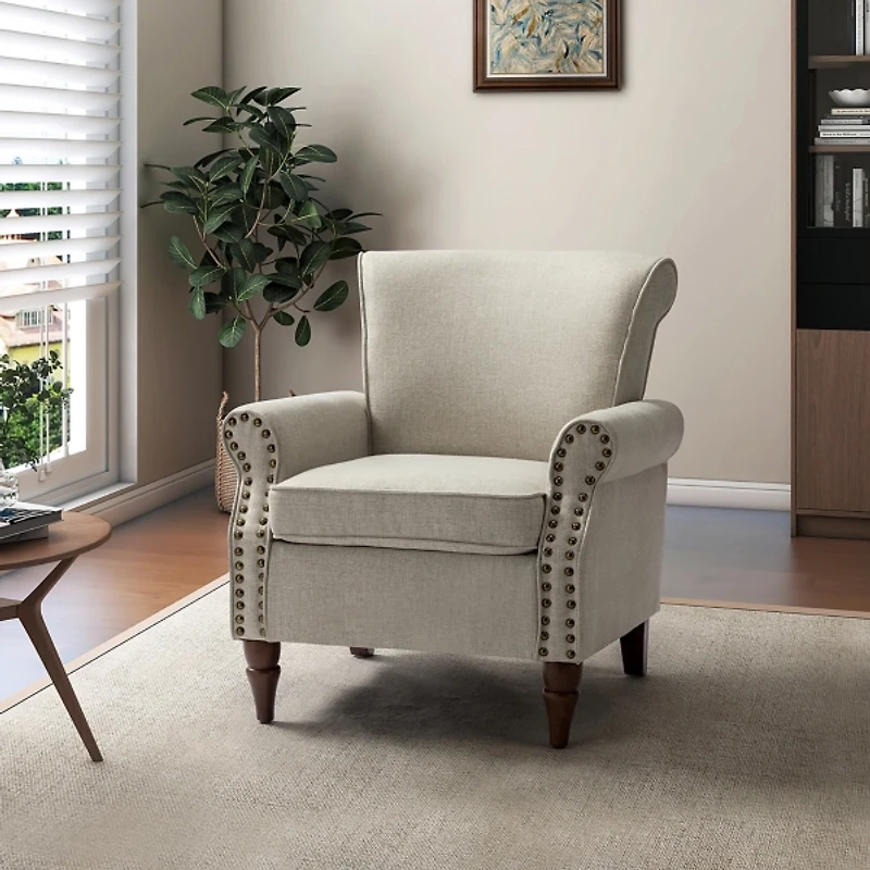 Light Gray Miriam Nailhead Trim Armchair