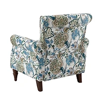 Blue and Green Floral Upholstered Accent Chair