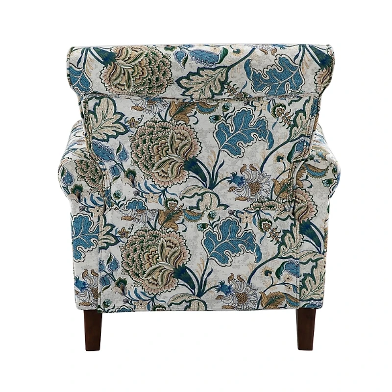 Blue and Green Floral Upholstered Accent Chair