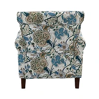 Blue and Green Floral Upholstered Accent Chair