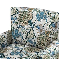 Blue and Green Floral Upholstered Accent Chair