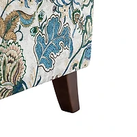 Blue and Green Floral Upholstered Accent Chair