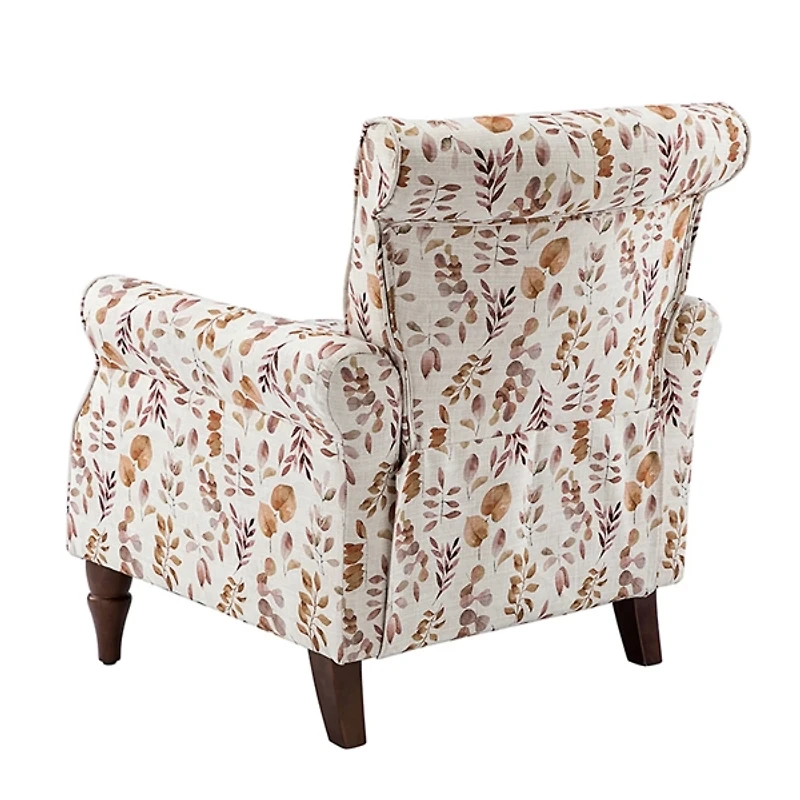 Yellow and Orange Leaf Upholstered Accent Chair