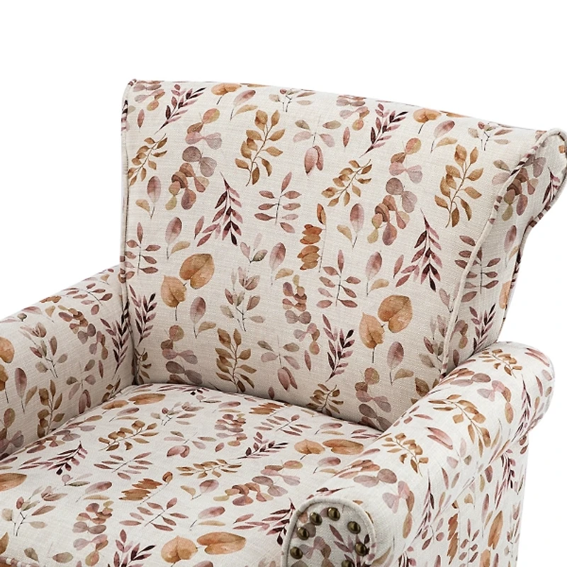 Yellow and Orange Leaf Upholstered Accent Chair